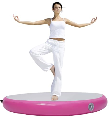 vinnyooc Turnmatte 100x10cm Aufblasbare Sport Yoga Trainings Tumbling Matten Air Matte GymnastikmatteRundes Gymnastik Yoga Matte Trainingsmatte Mit Pumpe Stränden Parks Innenräumen