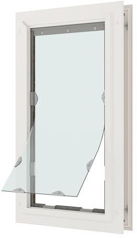 Liberty Pet Door Für Türen, transparente Vinylklappe für Hunde und Katzen, für Innen- und Außentüren, langlebiger, rostfreier Aluminiumrahmen, weiß, klein, einzelne Klappe