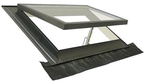 Lucernario CLASSIC VASISTAS PLUS | Finestra per accesso al tetto | Legno di abete e Alluminio | Vetrata Antigrandine + Antinfortunistica | Made in Italy | 72x48 Base x Altezza