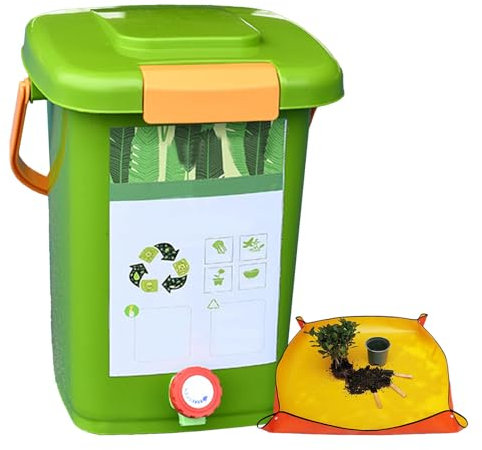 avec Robinet pour Collecter Le Liquide De Compost Poubelles à Compost 8L/10L/15L/20L économisez De l'espace Et Facile à Transporter Composteur De Balcon,Style2(10L)-1Set