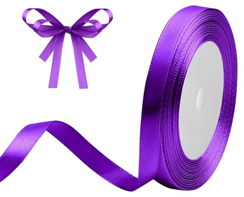 DekoBander Satinband Lila 10mm x 23m, Geschenk- & Bastelband | für Geschenkverpackungen, Basteln, DIY, Nähen, Brautparty-Dekoration, Christbaumschmuck
