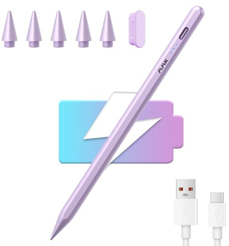 MMK Stylus Pen for iPad(2018-2025), Pixel-Perfect Precision & Tilt Sensitivity, Compatible Apple iPad 11 A16/10/9/8/7/6th Gen, Pro 12.9''/11''/13'' M4, Air 3/4/5/M2/M3, Mini 5/6