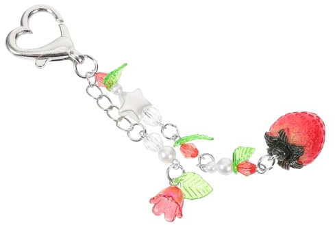 LALADEFIEE Erdbeer Schlüsselanhänger Mit Herz Anhänger Aus Robustem Material Kreativer Taschen Und Autoanhänger Für Damen Kompakt Und Vielseitig Für Alltag Und Feierlichkeiten