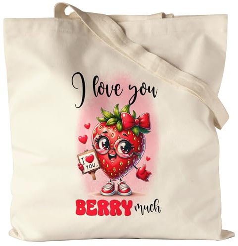 Hey!Print I Love You Berry Much Erdbeere Liebe Jutebeutel