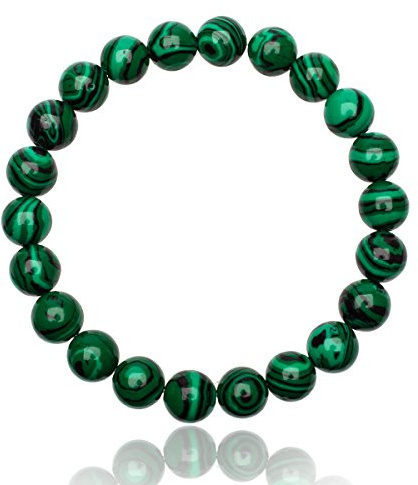 Unique Gems Herren Malachit Armband Naturstein Perlenarmband 8mm elastisch handgefertigt Made in Germany Geschenk für Männer