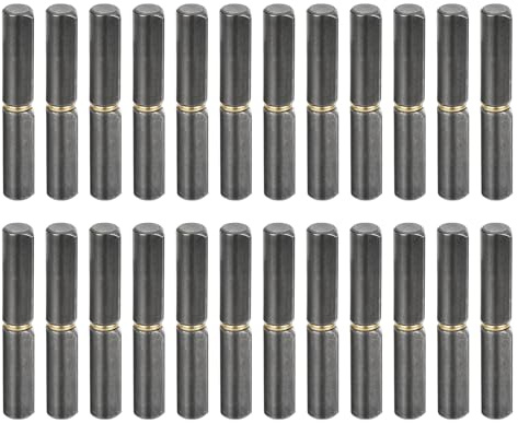 sourcing map Lot de 24 charnières soudées sur barillet – Charnières à barillet amovibles en acier au carbone soudées pour porte battante en métal, rampe de remorque, broche de 0,7 cm