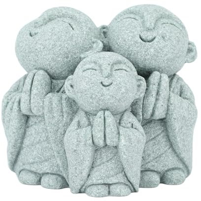 Mini-Mönch-Buddha-Statue, multifunktionale 3 kleine Mönche, Buddah-Skulpturen, Ornament für Aquarien, Fische, Zuhause, Büro, Auto, Armaturenbrett-Dekoration (Style 1)