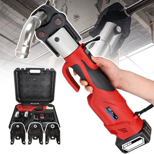 agreilduite Pressa per Tubi idraulica Portatile a batteria-38kn, Attrezzo per crimpare a Batteria con 3 Ganasce/2 batterie da 4,0 Ah, Attrezzo per crimpare Tubi Professionale,1Series