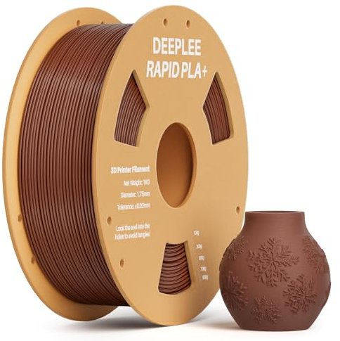 DEEPLEE Filament PLA+ Rapide Brun 1kg de 1.75 mm Filament PLA Plus Haute Vitesse avec Précision de +/- 0,02 mm 1 Bobine pour Imprimantes 3D FDM