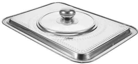 OKUMEYR Tapa Rectangular Para Bandeja De Comida Tapa Sartén Acero Inoxidable Visible Para Asar Pescado