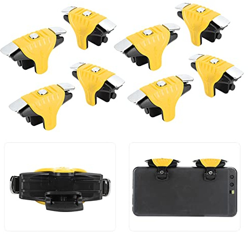 SENECESLI PUBG Phone Controller, PUBG Mobile Game Controller Trigger, Smartphone Mobile Game Trigger Joystick Gamepad für I OS & Android, F1 Metal PUBG Triggers, 8 STK (Yellow)