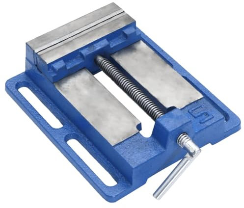 Brokky Drill Press Vise Blue 121 mm Cast Iron-Drill Press Vice| Quick Release Pillar Bench Portable Clamp Vice | Small Mini Workbench Tool