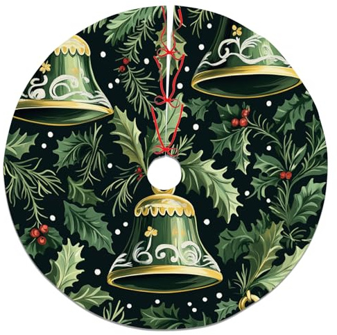 Gonna per albero di Natale con agrifoglio, decorazione verde per le festività invernali, accessorio per feste di Natale, interni ed esterni, 91 cm