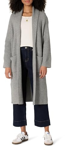 Amazon Essentials Women's Oversized-Fit Long Cardigan with Pockets Cotton Blend Textured Knit