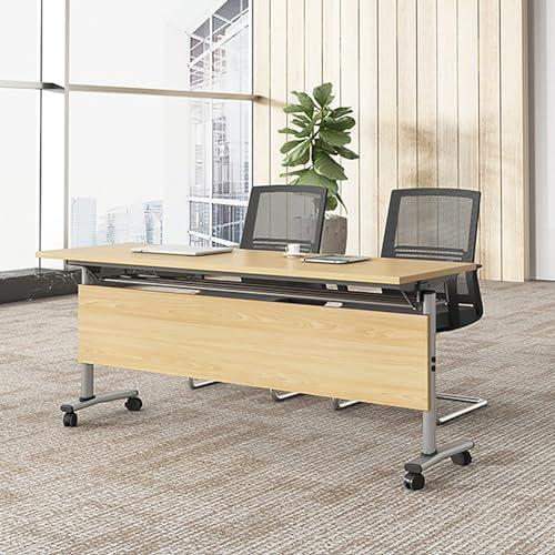 Klappbarer Konferenztisch mit rollbarem rechteckigem Schreibtisch für Büro, faltbarer und multifunktionaler Computertisch (140 x 50 x 75 cm)