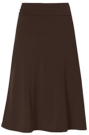 Office Skirts for Women - Women Slim Office High Waist Midi Skirts - Solid Skirt Elasticated Waist Knee Length Skirt Midiskirt UK A Line Ladies Summerskirts Elasticated Summer Clothes Coffee