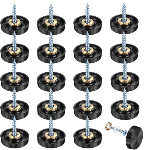 M METERXITY 20-Pack Screw Covers Caps, 0.86 Dia Stainless Steel Brushed Mirror Decorative Screws Cap Nails Fasteners for Sign Advertising Hardware/Bathroom Upholstery Head Covers [Black]