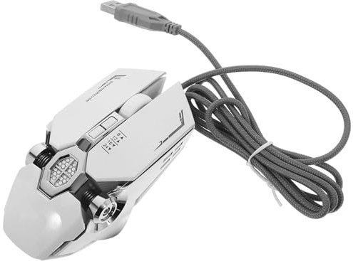 EXCEART Souris de Jeu RGB Filaire Programmable pour PC et Ordinateur Portable, Gamer Créatif Éclairage Anti-éblouissement, Ergonomique Argenté, Accessoire Informatique Gaming