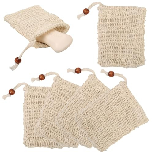 Set di 6 sacchetti per sapone biologici, per shampoo solido e gel doccia, resistenti, per residui di sapone, per asciugare il sapone e per più schiuma