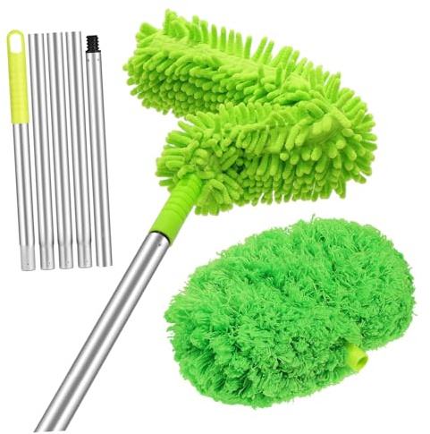 Gogogmee Plumero Extensible de Aluminio para Ventiladores de Techo Cabezal Flexible Desmontable Cepillo Multiusos para Limpiar Muebles Ventanas y Radiadores para Techos y Oficina
