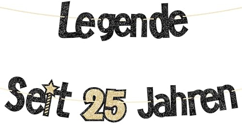 Glitzer 25. Geburtstag Banner, Legende Seit 25 Jahren Girlande, Deko 25 Geburtstag Mann für Männer und Frauen 25. Geburtstagsfeier, Jubiläum 25 Jahre, Silberhochzeit Deko Party