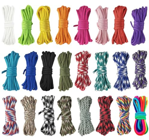 25 Colour Paracord Bracelet Rope, 4mm Paracord 550 Rope, Multifunctional Paracord for DIY Projects, Outdoor Use, Keychains and Dog Leads