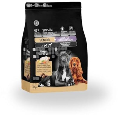 Compy Comida para Perros Sénior y Adultos Esterilizados con Pollo, Frutas y Verduras, Razas Medianas y Grandes, 3 kg