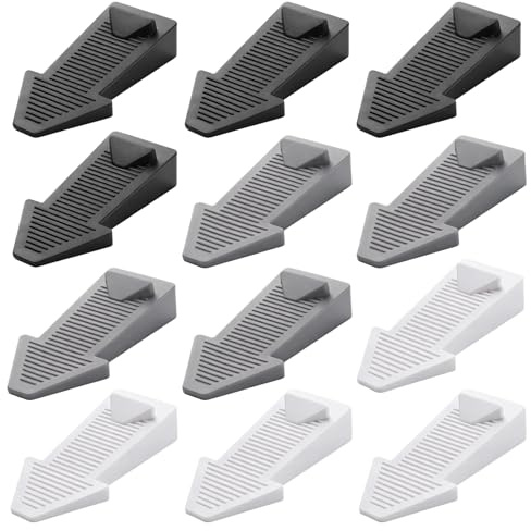 Türkeil Gummi, 12 Stück Türstopper Keil Set, Keile Türkeile Türstopper aus Gummi, Türkeil Stopper Türkeile Gummikeile, 4x Schwarz 4x Weiß 4x Grau, Türstopper Set für Innentüren