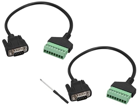 QUARKZMAN Paquete De 2 Adaptador De Conector DB9 Macho A Terminal | De Tornillo De 8 Pines, Cable De Extensión Sin Soldadura, Para Conector VGA De 9 Pines De Audio Video Multimedia
