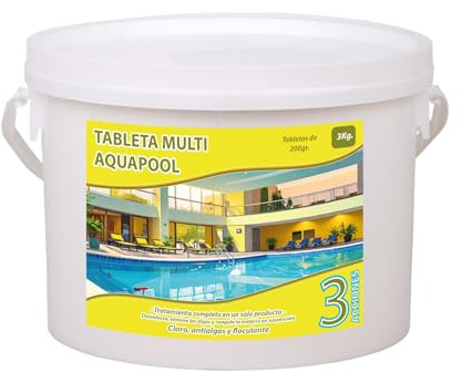 Pastillas de Cloro multifunción 200 Gramos 3 acciones - Apto para Liner no Contiene (3 Kilos)