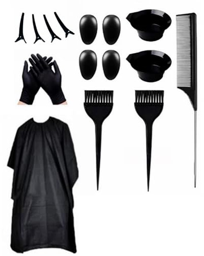 Lot de 16 kits de coloration pour cheveux avec pinces, outils de teinture, pinceaux, bol de teinture, outil de salon de beauté, facile à utiliser pour femme