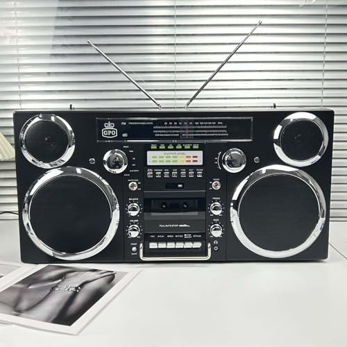 HCAUYNN Modern Am/Fm Radio, Cordless Streaming, 80S Style Retro Cd Player, Mobile Computer Connection,For Home/Hotel/Restaurant/Cafe/Travel,Black