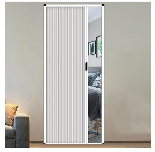 AMUFJJ Lockable Concertina Doors Internal Grey White, 70 76 80 86 90 96 100 cm Width Honeycomb Accordion Door Partition Folding Door No Drilling, Space-Saving Closet Doors(White,76x195cm)
