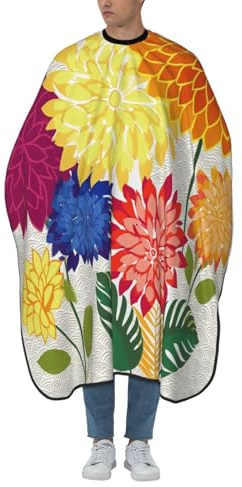 Cape De Coiffeur Colorful Dahlias Flowers Simple Cape De Cheveux Professionnelle Capes De Barbier Salon Robe De Barbier Pour Studio Et Maison Unisexe Protection Du Vêtement 140X168Cm
