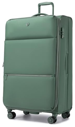 Miss Lulu Valise Grande Taille 30 Pouces 85 cm 112 L, Valise Souple Extensible 5 cm, Valise Soute Résistante avec Cadenas TSA et Roues 360° Silencieuses, Vert