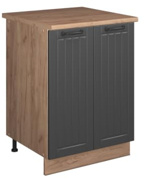 Vicco Spülenunterschrank Fame-Line, Dunkelgrau/Goldkraft Eiche, 60 cm
