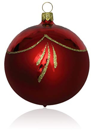 Lauschaer Glas Christbaumkugeln rot glanz/matt 5 Stück d 5cm Christbaumschmuck Weihnachtsschmuck mundgeblasen,handdekoriert