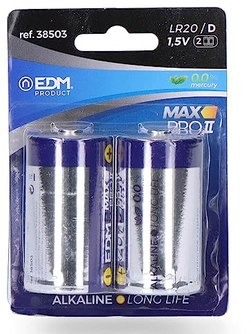 EDM 38503 Lot de 2 piles alcalines Lr-20
