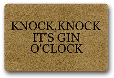 Eureya Fußmatte für Innen/Außen - Küchenteppich - Gummimatte - Raumgestaltung, 40 x 60 cm, Knock,knock It's Gin O'clock, 40 x 60 cm
