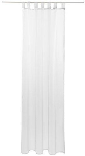 Bestlivings Gardine mit Schlaufen, Transparent Voile 140 x 175cm (Breite x Länge) in weiß - reinweiß, Schlaufenschal in vielen weiteren Farben und Größen