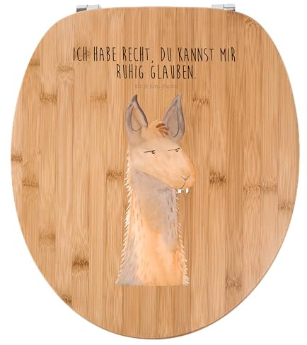 Mr. & Mrs. Panda Motiv WC Sitz Lamakopf Genervt - Geschenk, WC-Sitz, Klodeckel, Klobrille, Alpaka, Toilettendeckel, Lamas, Toilette, beste Freundin,