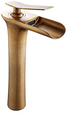 Waterfall Counter Top Basin Mixer Monobloc Tap Bronze Bathroom Sink Taps Tall Counter Top Basin Mixer Faucet (Bronze)