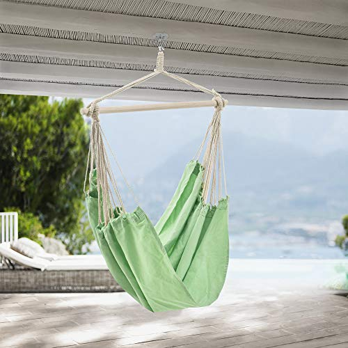 casa.pro XXL Hängesessel 'Miramar' Hängesitz bis 150 kg Hängeschaukel Sessel Hängematte Indoor Outdoor Pastellgrün