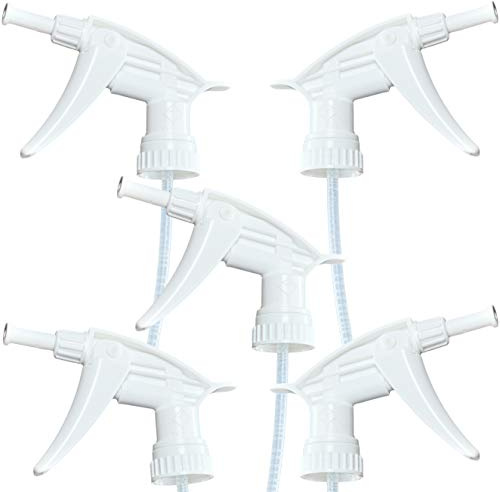 Dirt-Lifting Durable Foaming Spray Heads 5 Pk. Best Heavy Duty Nozzle Replacements for Large 32 Oz Plastic or Glass Bottles. Perfect Foam Nozzles for House and Bathroom Cleaning or Auto Detailing.
