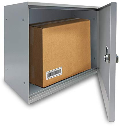 ALUBOX EASYBOX Cassetta Per Pacchi Corriere 33X27X40 Cm Cassetta Postale Pacchi In Lamiera Zincata (ARGENTO)