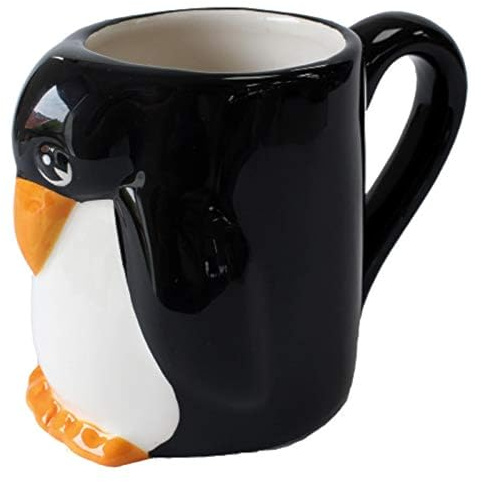 Crockery Critters Mug - Penguin from Deluxebase. Hand-Painted Ceramic Animal Mug, Novelty Bird Coffee & Tea Cup for Hot or Cold Drinks, 400 ml / 14.5 fl oz