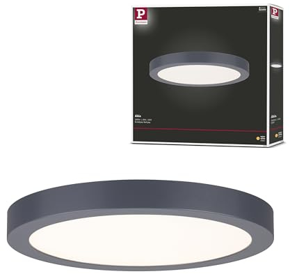 Paulmann 70988 LED Panel Abia 300mm Warmweiß rund incl. 1x22 Watt Dunkelgrau matt Deckenlampe Kunststoff 2700 K