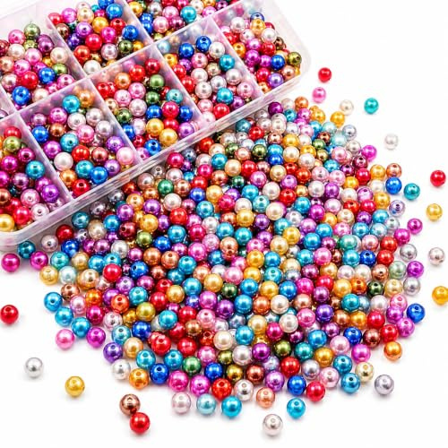 Perlin Zuchtperlen Imitat Perlen Perlmutt Wachsperlen 4mm 1500 Stück Gemischte Farbe Kunstperlen, Für Hochzeit Party Dekoration Schmuck Basteln, Wax Beads