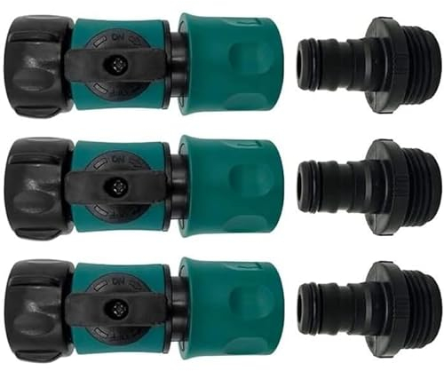 Hydrogarden Conector rápido para Manguera de jardín con válvula de Cierre, Accesorios de conexión rápida de 3/4 Pulgadas con válvula de Bola, adaptadores de fácil conexión y liberación rápida