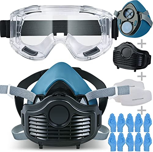 faburo Couverture Faciale Anti Poussière, Kit de Couverture pour peinture, poussière, particules, polissage, soudage et décoration, Lunettes de Protection, Réutilisable